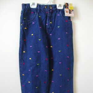 Carter's Girls Blue Jeans Pants w/Embroidered Hearts Size 6X - NWT - 1990's NOS